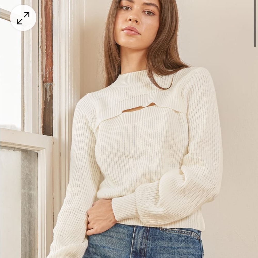 lulus lovely embrace white cutout sweater
